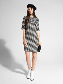 CONTE Платье с рисунком "клетка" и легким мерцанием люрекса LPL 1053 black-ivory black-ivory