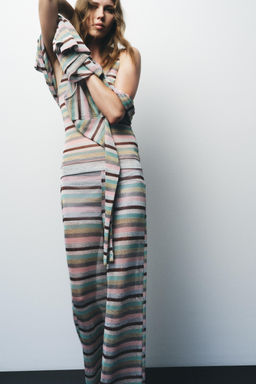 STRIPED METALLIC THREAD TROUSERS - Zara фото 10