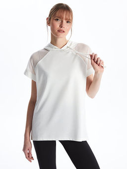 Kap??onlu D?z K?sa Kollu Kad?n Ti??rt