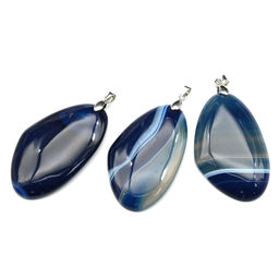 Подвеска из агата тонированного 30*50мм цв.синий