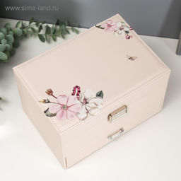 Шкатулка кожзам для украшений Яблочный цвет молочная 14х16х22,5 см - Simaland фото 4