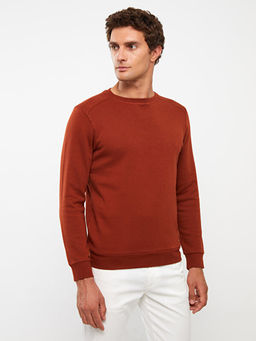 Bisiklet Yaka Uzun Kollu Erkek Kal?n Sweatshirt