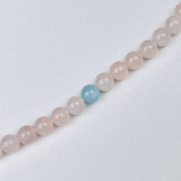 Четки буддийские "мала" из мадагаскарского Розового кварца и Аквамарина (108 бусин)