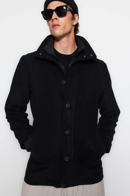 Trendyolmilla Man Siyah Regular Fit Dik Yaka Yun Kar?s?ml? Kase K?sl?k Kaban TMNAW24KB00002  фото 4