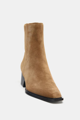 SPLIT SUEDE HEELED ANKLE BOOTS - Zara фото 6