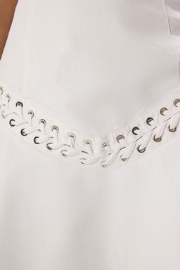 TRENDYOLMILLA Beyaz A-Kesim F?rf?rl? Poplin Dokuma K?sa S?k Elbise TPRSS25EL00279  фото 3