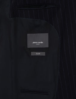 Lacivert Slim Fit %100 Y_n Tak_m Elbise