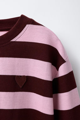 STRIPED T-SHIRT WITH EMBROIDERED HEART - Zara фото 11