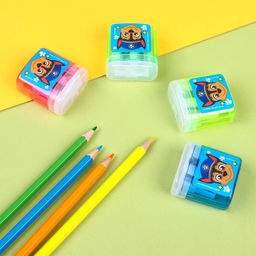 Цена за 12 шт. Точилка пластиковая с контейнером, двойная, МИКС, PAW PATRO