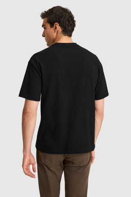 Erkek Comfort Fit Bisiklet Yaka Siyah Ti__rt