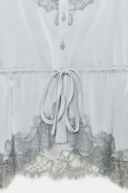 SATIN TOP WITH LACE TRIM - Zara фото 8