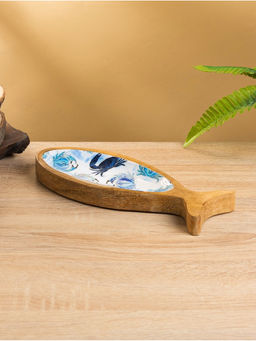 Блюдо в форме рыбки «Крабы», 25.5×10×2 см, дерево манго