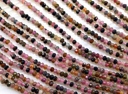 Бусины из турмалина рондель граненый 2мм, 39см, 195 бусин Радуга камня
