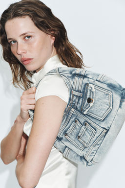 BOLSO DE MANO DENIM / Azul Vaquero - Zara фото 2
