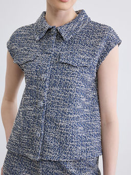 G?mlek Yaka Dokulu Kad?n Yelek