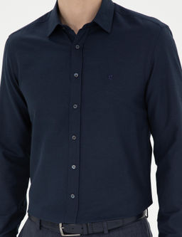 Lacivert Slim Fit Uzun Kollu G_mlek