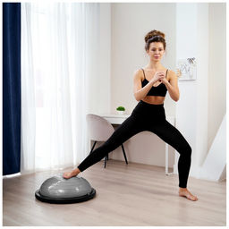 Полусфера BOSU гимнастическая ONLYTOP, с насосом, 58×25 см, серая