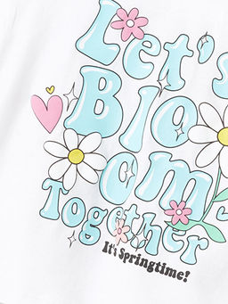 Bisiklet Yaka Bask?l? K?sa Kollu K?z ?ocuk Ti??rt - Waikiki фото 3