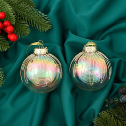 Ёлочные игрушки Фейерверк, шары новогодние, d=8 см, набор 2 шт., золотистый - Зимнее волшебство фото 2