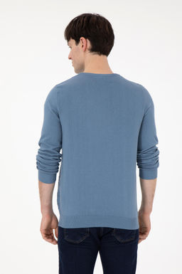 Erkek Slim Fit Bisiklet Yaka Saks Basic Kazak - U.s. polo assn фото 5
