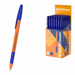 Цена за 50 шт. Ручка шариковая ErichKrause R-301 Stick&Grip Orange 0.7, цвет чернил синий (в коробке по 50 шт.)