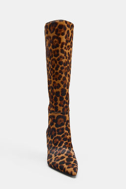 ANIMAL PRINT LEATHER AND SHEEPSKIN BOOTS - Zara фото 10