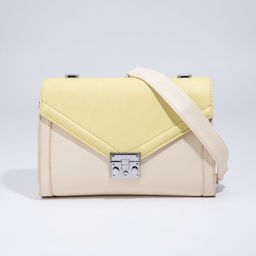 Сумка-мессенджер на клапане, цвет бежевый/жёлтый