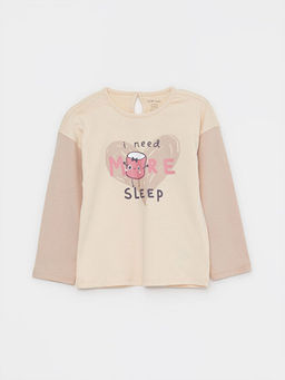 Bisiklet Yaka Uzun Kollu Bask?l? K?z Bebek Pijama Tak?m? - Waikiki фото 2