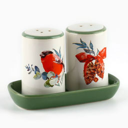 Солонка и перечница новогодние «Снегирь!», 12×6.5×7 см, ручная работа
