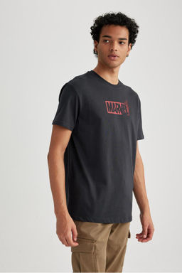 Футболка обычного кроя с круглым вырезом и короткими рукавами только с логотипом Marvel - Defacto фото 7