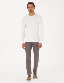 Ekru Slim Fit Bisiklet Yaka Triko Kazak - Pierre cardin фото 4