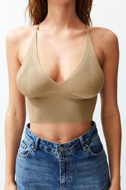 Trendyolmilla Lacivert Super Crop S?rt Detayl? Triko Ince Bluz TWOSS22BZ0760  фото 3