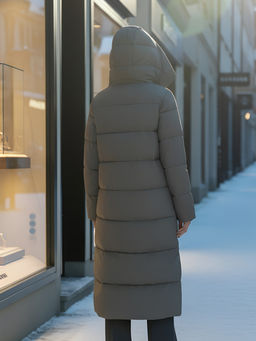 Пальто зимнее утепленное с капюшоном женское темно-серого цвета 7729TC - Visdeer фото 23