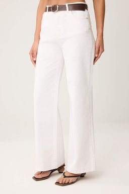 Beyaz Yuksek Bel Orta Esnek Wide Leg Jeans TWOSS26JE00211 - Trendyolmilla фото 5