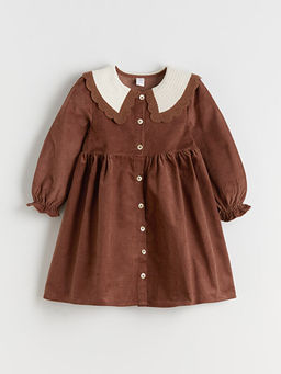 Bebe Yaka K?z ?ocuk Kadife Elbise