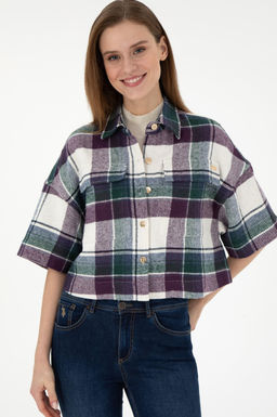 Женская фиолетовая рубашка с длинным рукавом Неожиданная скидка в корзине - U.s. polo assn фото 3