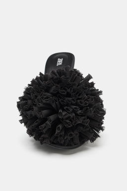 MAXI POMPOM SLINGBACK MULE SANDALS - Zara фото 5