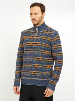 водолазка мужская с молнией на воротнике и с узорами