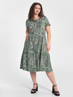 Платье женское кулирка "АГНИЯ" РОМАШКА ЗЕЛЕНЫЙ