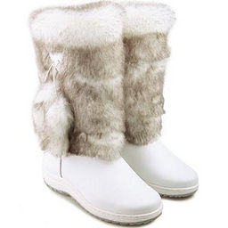 Унты женские песец, белая кожа, литая подошва