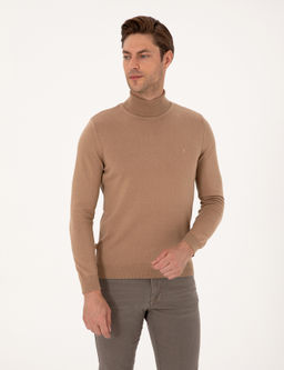 Camel Slim Fit Bal_k__ Yaka Basic Triko Kazak - Pierre cardin фото 3