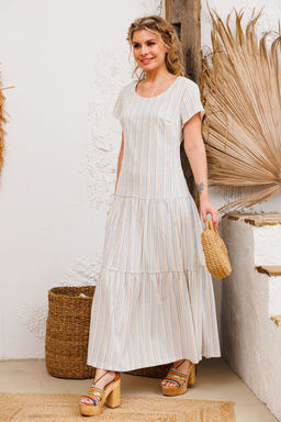 Платье AMORI 9807 полоска голубая  фото 2