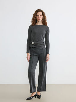 Loose Fit Desenli Kad?n Pileli Pantolon