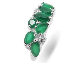 Кольцо из серебра зеленый агат, Нина