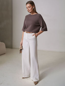 Свободный джемпер с рукавом 3/4 тонкой вязки из вискозы