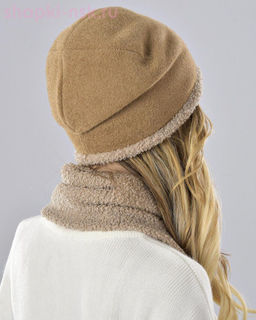 Бархат полоска термо Комплект флис (шапка+снуд) (56-58)