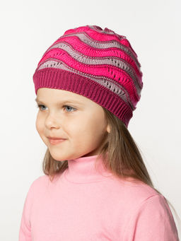 Шапка вязаная Волнушка темнорозовый - Arctic kids фото 2