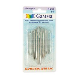 Иглы для шитья ручные Gamma N-217 для кожи №3-7 16 шт. в блистере острые