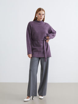 Yar?m Bal?k?? Yaka Oversize Kad?n Triko Tunik