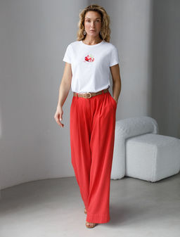 Футболка Vilatte с принтом хлопок с эластаном белая  фото 5